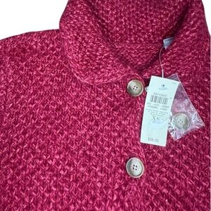 Ann Taylor Women's Raspberry Red Button-Up Knit Sweater Jacket Size XS
